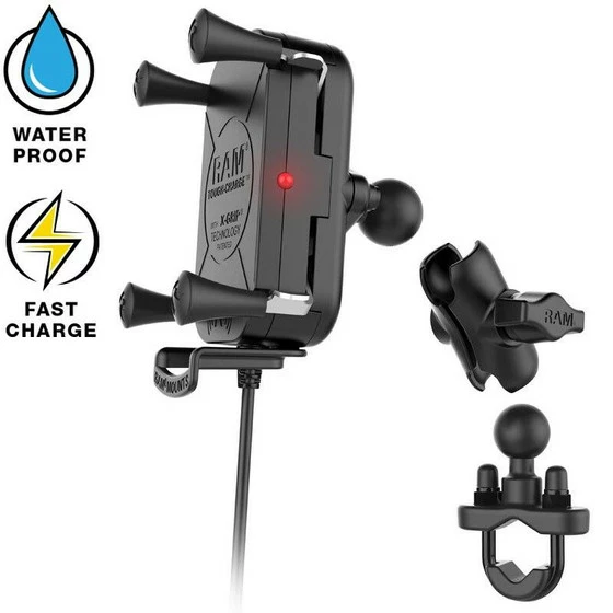 RAM Mounts Tough-Charge Waterproof Wireless Charging Motorcycle Mount