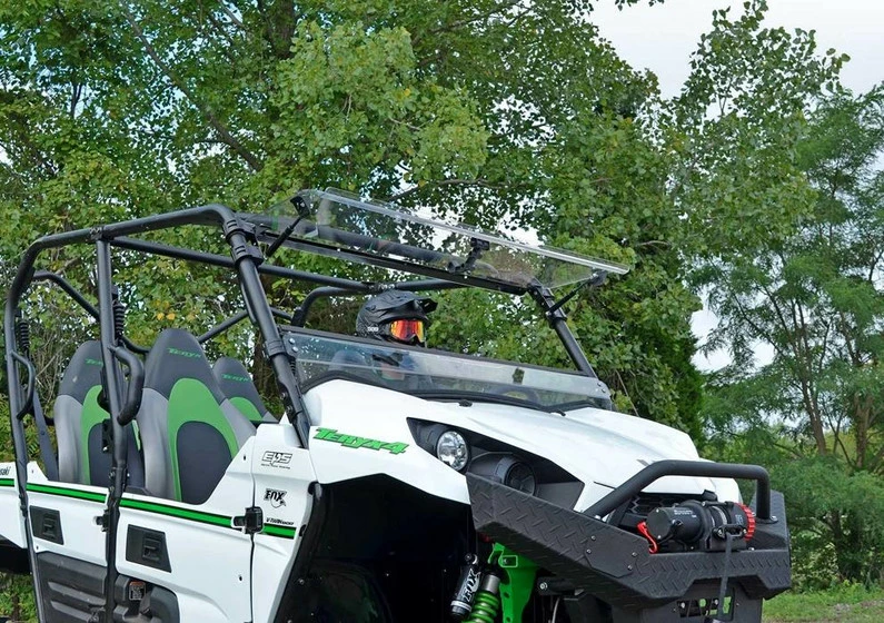 SuperATV Kawasaki Teryx 750/800 Scratch Resistant Flip Windshield (2016+) - Image 4