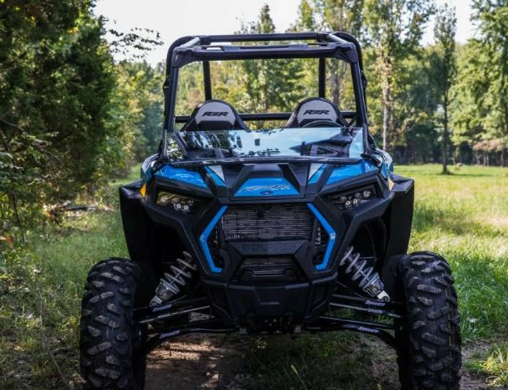 SuperATV Polaris RZR XP Turbo Scratch Resistant Flip Down Windshield - Image 4