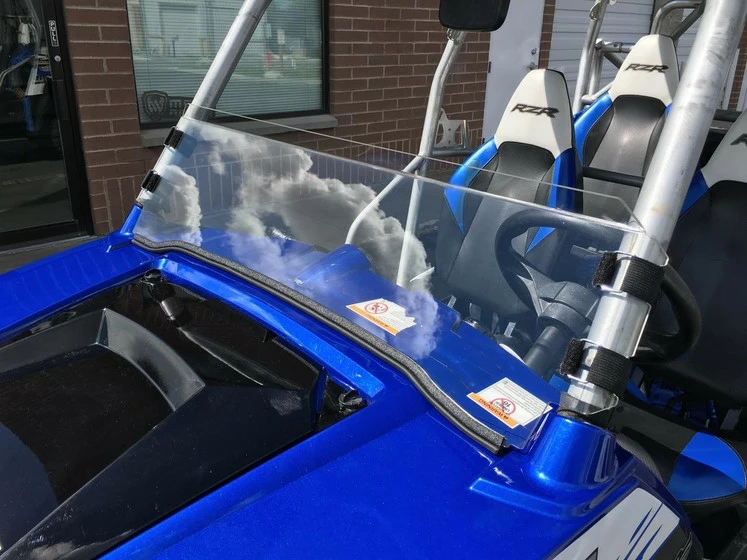 UTVZilla Polaris RZR 570/800/XP900 Polycarbonate Half Windshield W/ Quick Straps - Image 2